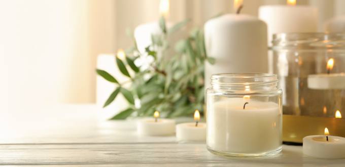 candles on shelf